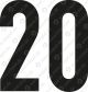 Ziffer 20, 35 mm, fette Engschrift