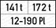 Gewichte, Platzzahl bzw. Masse / Platzzahl mit Eindruck: 141t 172t 12-190 PlSymboldarstellung nach DIN EN 15877-2 Punkt 4.5.4.1.2