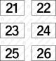 Türkennzeichnung 21 bis 26 - Einzelformat 32 x 20 mm