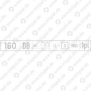 Raster mit Eindruck 160, DB, Hz 1000 600 A, Lautsprecher, 3, WC, Anschrift "p