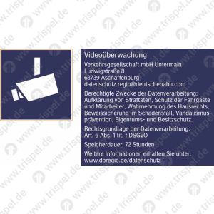 Kamera & Videoüberwachung Verkehrsgesellschaft mbH UntermainLudwigstraße 863739 Aschaffenburgdatenschutz.regio@deutschebahn.comSpeicherdauer: 72 StundenUmsetzung nach DSGVO