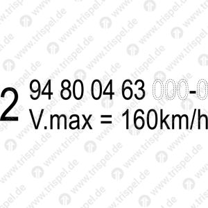 Führerstand 2 mit 12-stelliger Wagennummer und V. max = 160 km/h