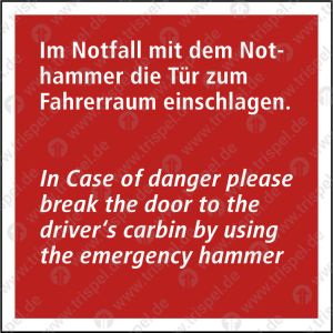 Im Notfall mit dem Nothammer die Tür zum Fahrerraum einschlagen 2-sprachig, D, EProjekt: VBB