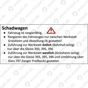 SchadwagenFahrzeug ist rangierfähig...