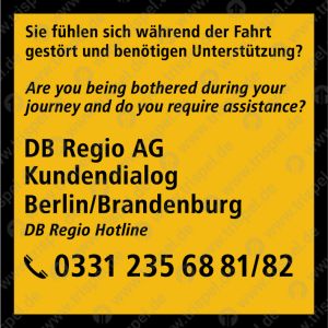 Sie fühlen sich während der Fahrt gestört und benötigen Unterstützung? ...KIT Piktogrammen + Anschriften INNEN T3-1.18