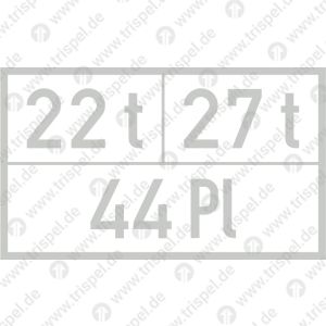 Gewichte, Platzzahl mit Eindruck 22 t, 27 t, 44 Pl