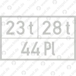 Gewichte, Platzzahl mit Eindruck 23 t, 28 t, 44 Pl
