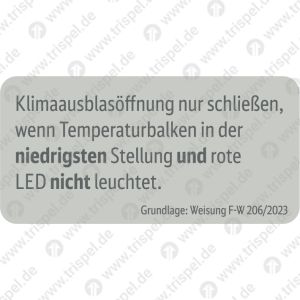 Klimaausblasöffnung nur schließen, ...